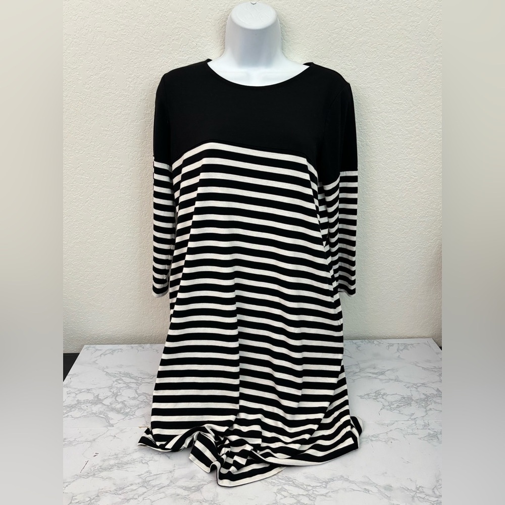 Shiela Rose Women's L Colorblock Striped Loose Fit Tunic Shirt Long Sleeve​​